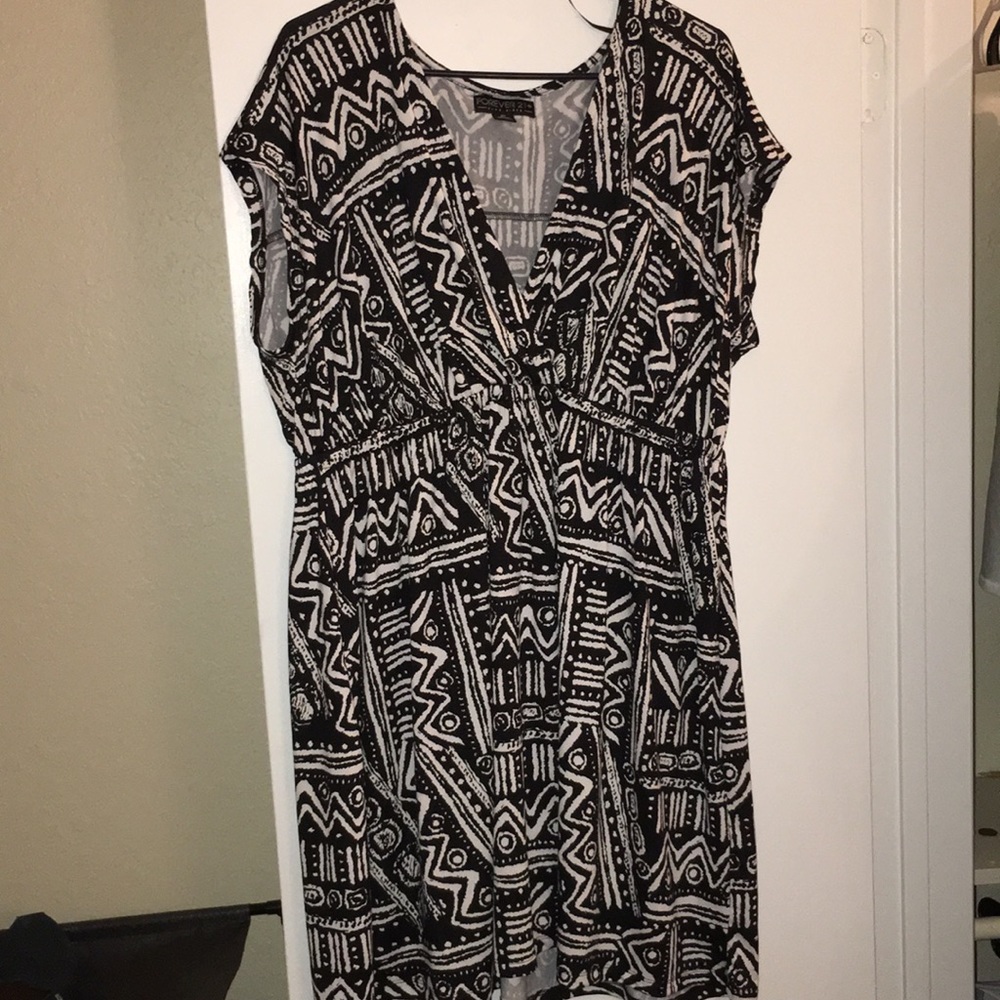 Knee length black and white dress
